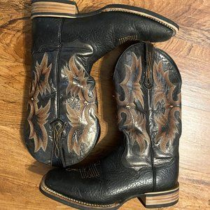 Men’s ARIAT Tombstone Black Bullhide LEATHER Bronze Stitched Square Toe Boots